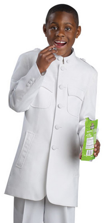 E. J. Samuel White Solid Boys Suit B2500 - Click Image to Close
